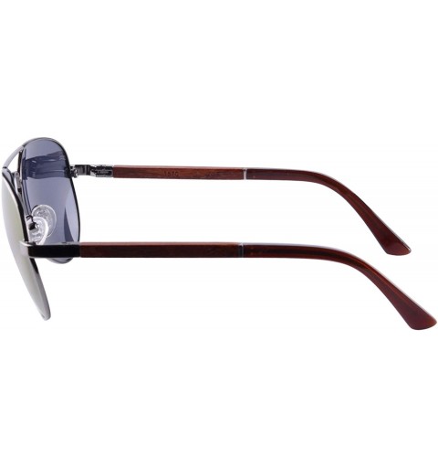 Aviator Mens Metal Handmade Wood Sunglasses Classic Frame Polarized Sun Glasses UV400 Protection - 1570 - CZ189KES2US $43.36