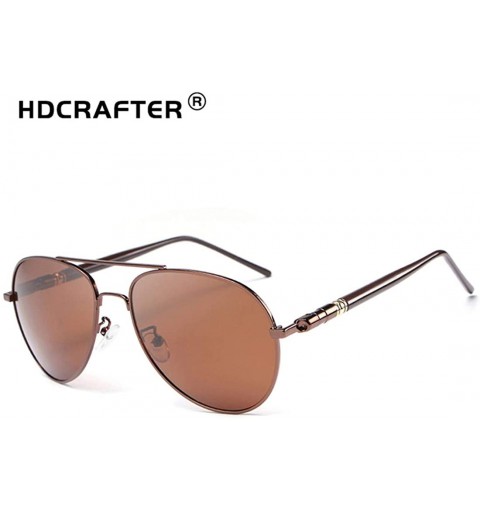 Sport Men Women Fashion Aviator Polarized Sunglasses Vintage with Oversized Frame for Sport Driving Fishing - Brown - CZ18YNK...