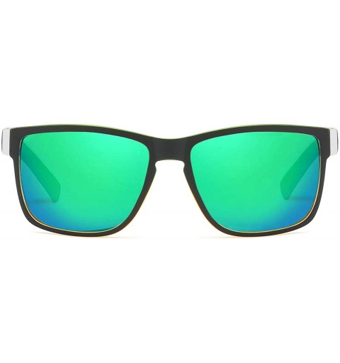 Aviator Vintage Polarized Sunglasses for Men Women Retro Square Sun Glasses D518 - Green&orange/Green - C218ZA7DMLG $17.94