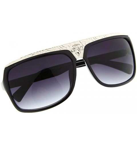 Shield 1 Pc Fashion Evidence Sunglasses Hiphop Fleur De Lis Celebrity Shades - Choose Color - Black - CE18MGMIEK3 $14.30