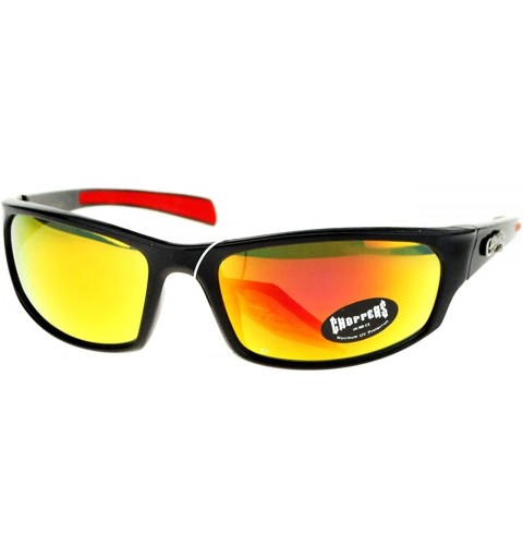 Rectangular Mens Sunglasses Sports Biker Fashion Oval Wrap Around Frame - Black Red - CU11ZZJUUK3 $11.92