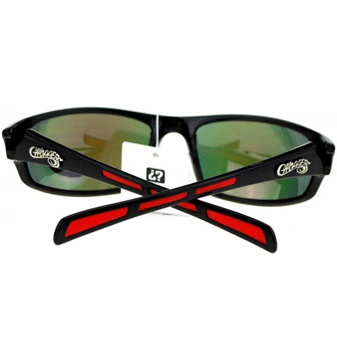 Rectangular Mens Sunglasses Sports Biker Fashion Oval Wrap Around Frame - Black Red - CU11ZZJUUK3 $11.92