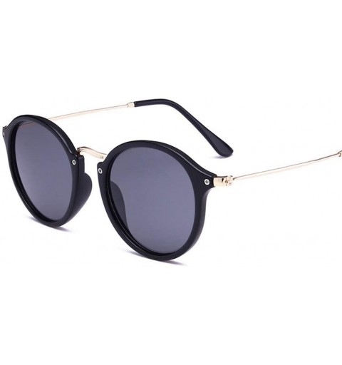 Oval Unisex Sun Glasses Polarized Coating Mirror Driving Sunglasses Round Male Eyewear - 02-black Blue - C4194O4XDDR $23.52