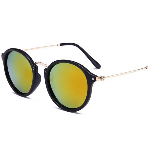Oval Unisex Sun Glasses Polarized Coating Mirror Driving Sunglasses Round Male Eyewear - 02-black Blue - C4194O4XDDR $23.52