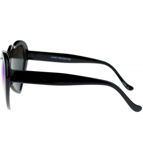 Oversized Womens Mirrored Rusta Mirror Lens Plastic Frame Heart Shape Sunglasses - Black - CU11O208TMH $11.74