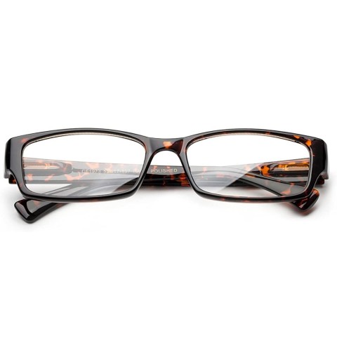 Square "Muir" Slim Squared Spring Hinges Fashion Clear Lens Glasses - Tortoise - C112HLJ42Y9 $11.17
