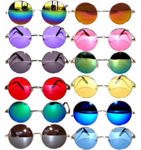 Round 12 Round Retro Vintage Circle Tint Sunglasses Metal Frame Colored Lens Small lens - Round_43_56_mix_b_12p - CK185U4UMEM...