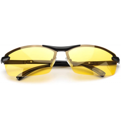 Rectangular Men's Night-Vision Glasses for Driving Anti Glare - Rainy Safe Night-Driving Glasses Polarized - C918AWKHSE6 $50.55