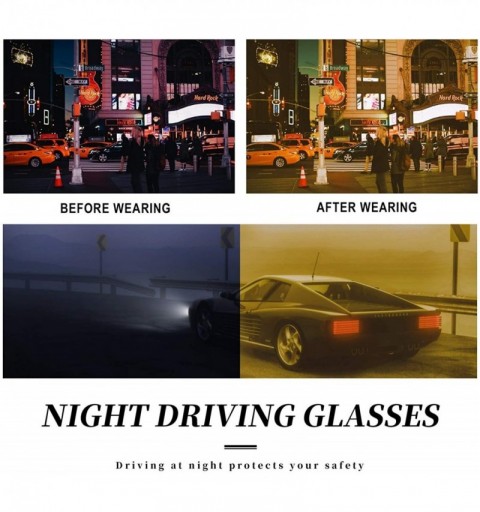 Rectangular Men's Night-Vision Glasses for Driving Anti Glare - Rainy Safe Night-Driving Glasses Polarized - C918AWKHSE6 $16.85