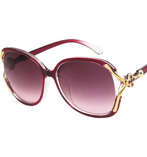 Oval Women Sunglasses Retro Bright Black Drive Holiday Oval Non-Polarized UV400 - Purple - C118RI0SG9N $16.76