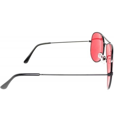 Aviator Aviator Metal Frame Sunglasses Classic Style - Black Frame- Red - C318DR9UAG4 $10.42