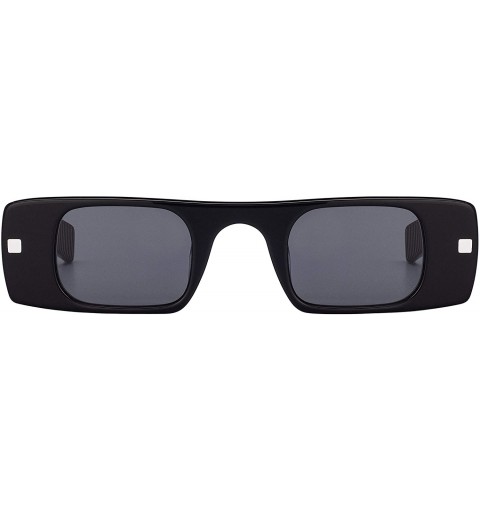 Rectangular cut seven Sunglasses Design All Gender Modern Rectangle Cellulose Block Acetate Frames - Cut Seven Blk/Blk - CQ19...