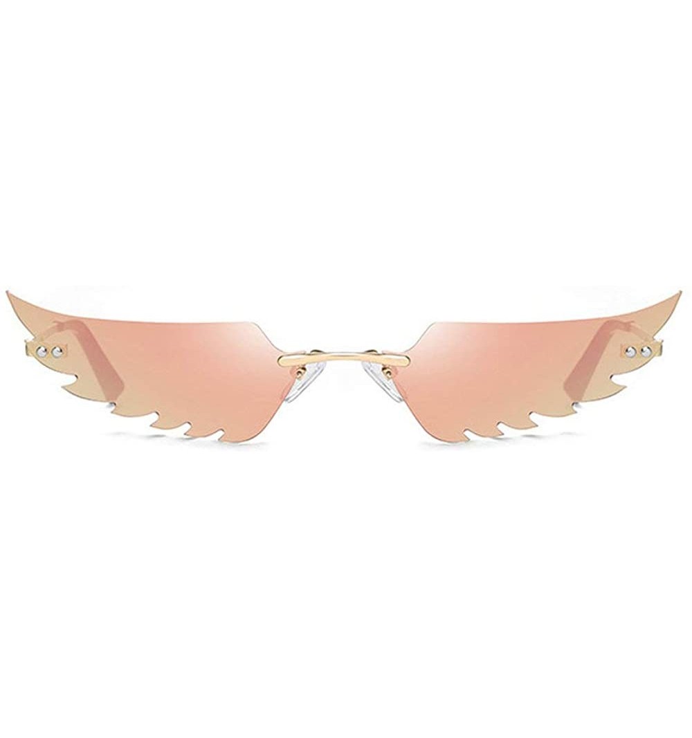 Rimless Sunglasses Vintage Fashion Eyeglasses - Pink - C5198KSC4O9