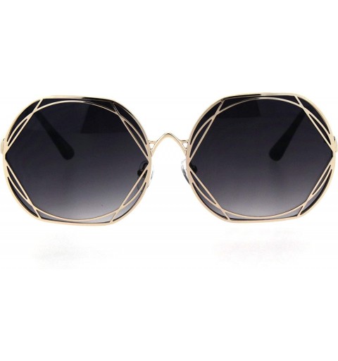 Rectangular Womens Art Nouveau Deco Metal Rim Butterfly Diva Sunglasses - Gold Smoke - CW18I4EAYMA $14.00