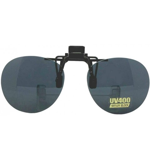 Round Round Non Polarized Flip up Clip on Sunglasses - Black Frame - CB189K8XM39 $10.37