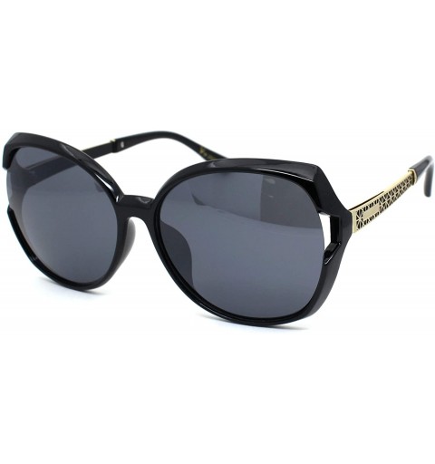 Rectangular Womens Classic 90s Exposed Lens Butterfly Plastic Sunglasses - All Black - CG18WS3ICR4 $14.01