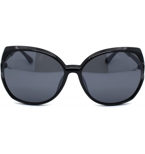 Rectangular Womens Classic 90s Exposed Lens Butterfly Plastic Sunglasses - All Black - CG18WS3ICR4 $14.01