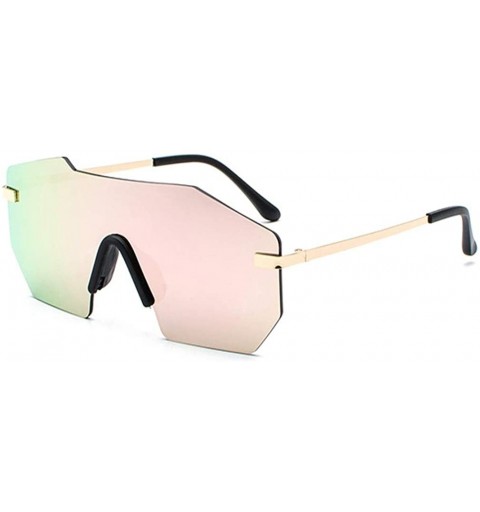 Oversized Men's Sunglasses Big Frame Trendy Sun Glasses Frameless UV400 Eyewear - C3-pink Lens - CN18X8DSM0S $15.72