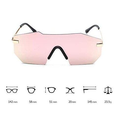 Oversized Men's Sunglasses Big Frame Trendy Sun Glasses Frameless UV400 Eyewear - C3-pink Lens - CN18X8DSM0S $15.72
