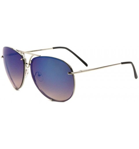 Aviator Color Mirror Bracket Frame Rimless Round Aviator Sunglasses - Blue - CY190OQ2QZ9 $29.47