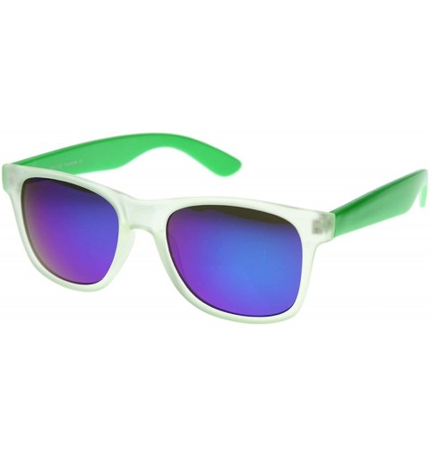 Wayfarer Retro Eyewear Super Flat Top Horn Rimmed Style Clear Lens Glasses (Green) - C6116T5E8T1 $20.55