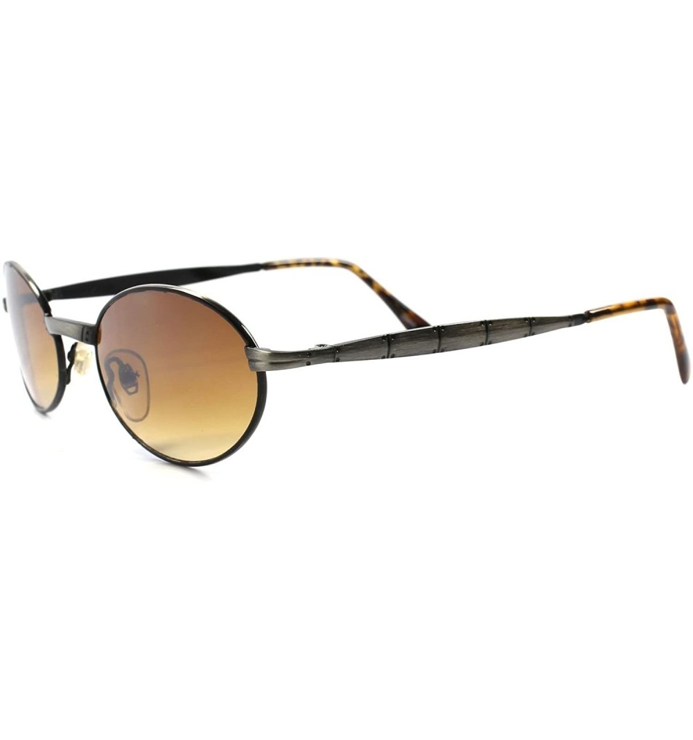Oval Old Fashion Vintage Retro 80s Hip Indie Mens Womens Gold Round Oval Sunglasses - Gunmetal / Brown - CO1896ACC96 $21.49