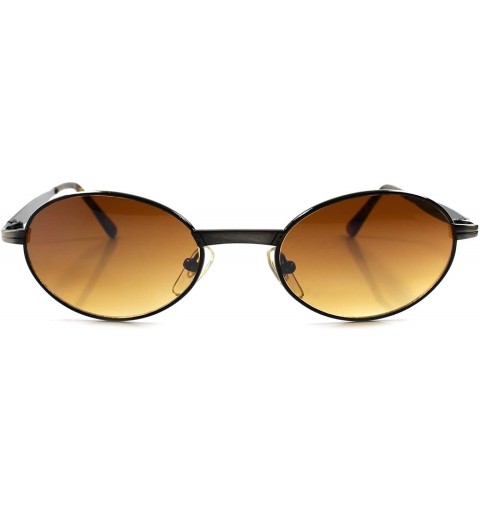 Oval Old Fashion Vintage Retro 80s Hip Indie Mens Womens Gold Round Oval Sunglasses - Gunmetal / Brown - CO1896ACC96 $21.49