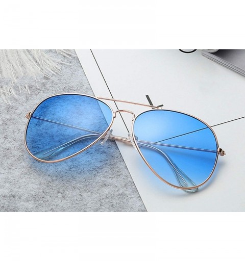 Aviator Lightweight Grandient Classic Aviator Style Metal Frame Sunglasses WITH CASE Colored Lens 58mm - Blue - C318UYAO4X7 $...