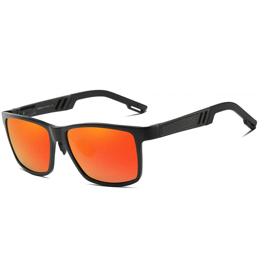 Rectangular Polarized Aluminum Sunglasses For Men Women Unisex Vintage Sun Glasses p10030 - Orange - CS18WNOK8GT $15.89