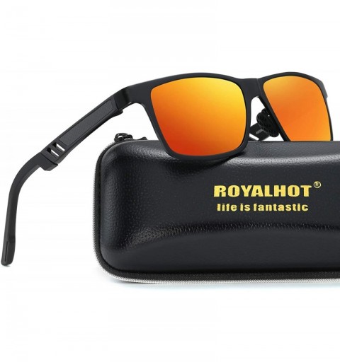 Rectangular Polarized Aluminum Sunglasses For Men Women Unisex Vintage Sun Glasses p10030 - Orange - CS18WNOK8GT $15.89