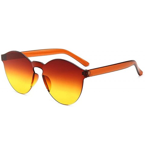 Round Unisex Fashion Candy Colors Round Outdoor Sunglasses Sunglasses - Orange Yellow - CY1908G44K2 $17.39