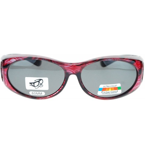 Round Womens Glare Blocking Polarized Lens 60mm Fit Over Oval Sunglasses - Red - CR11QLSGSVH $11.19