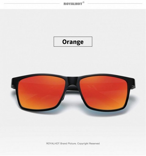 Rectangular Polarized Aluminum Sunglasses For Men Women Unisex Vintage Sun Glasses p10030 - Orange - CS18WNOK8GT $15.89