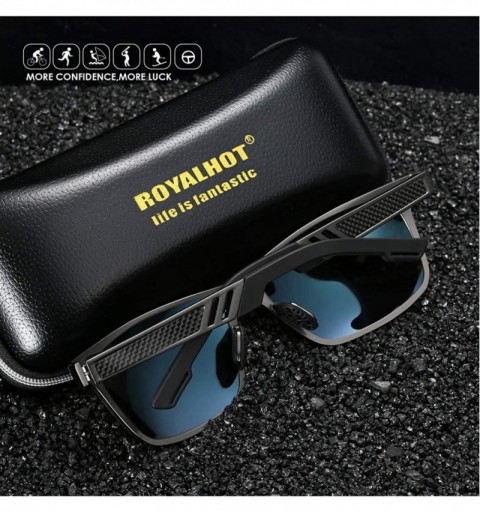 Rectangular Polarized Aluminum Sunglasses For Men Women Unisex Vintage Sun Glasses p10030 - Orange - CS18WNOK8GT $15.89