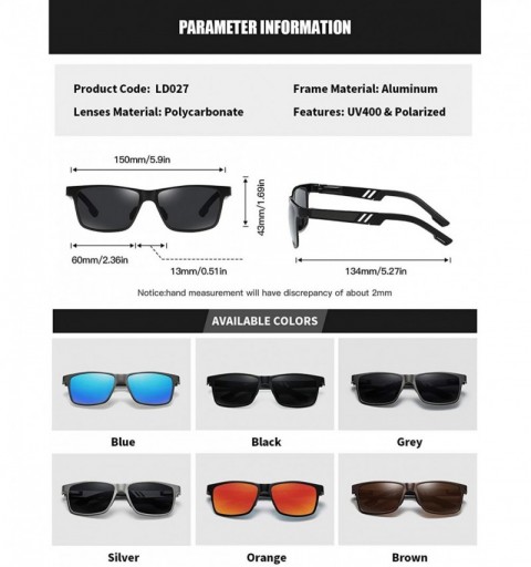 Rectangular Polarized Aluminum Sunglasses For Men Women Unisex Vintage Sun Glasses p10030 - Orange - CS18WNOK8GT $15.89