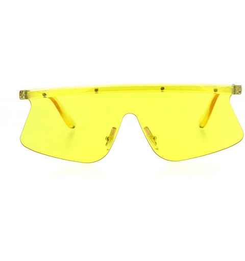 Shield 80s Cyber Punk Flat Top Shield Robotic Panel Sunglasses - Yellow - C518HR9S0AU $9.89