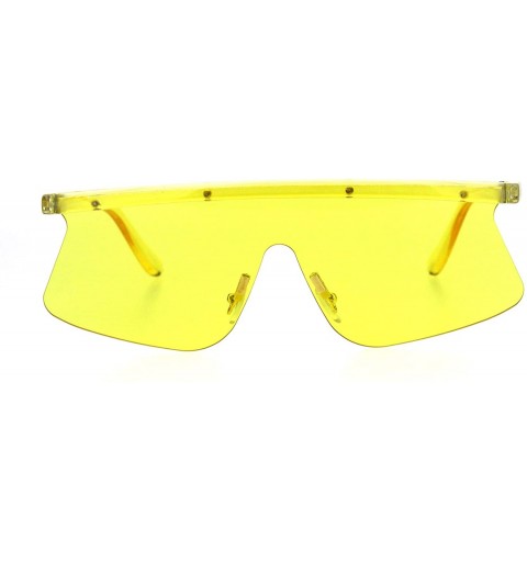 Shield 80s Cyber Punk Flat Top Shield Robotic Panel Sunglasses - Yellow - C518HR9S0AU $9.89