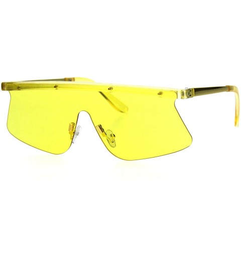Shield 80s Cyber Punk Flat Top Shield Robotic Panel Sunglasses - Yellow - C518HR9S0AU $9.89