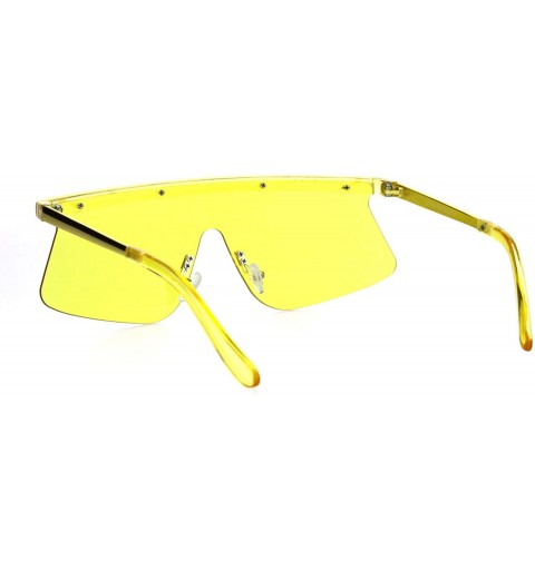 Shield 80s Cyber Punk Flat Top Shield Robotic Panel Sunglasses - Yellow - C518HR9S0AU $9.89