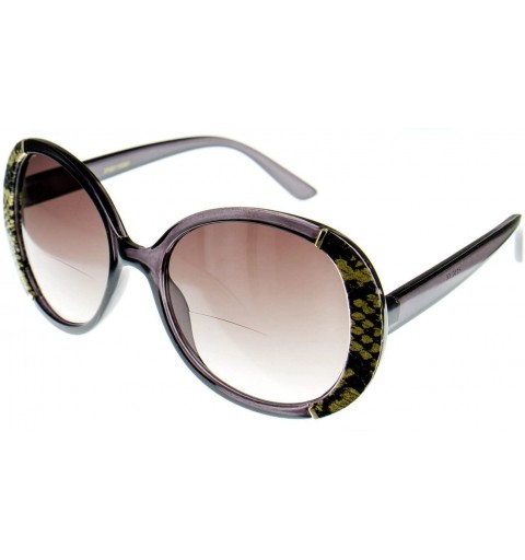 Oversized Paparazzi Women's Oversized Round Bifocal Reader Sunglasses with Animal Print (Black/Tan +2.50) - Black & Tan - CS1...