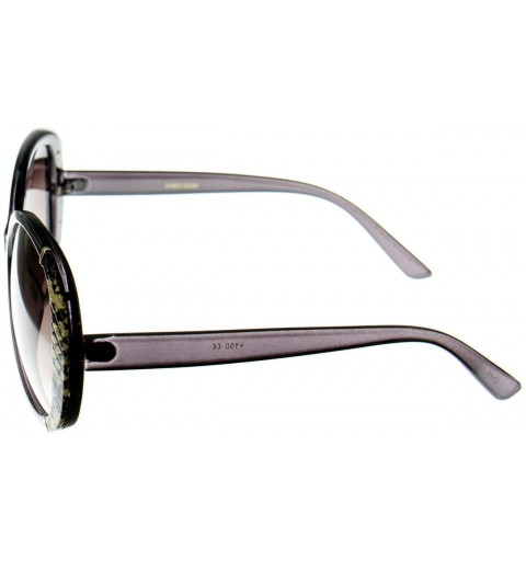 Oversized Paparazzi Women's Oversized Round Bifocal Reader Sunglasses with Animal Print (Black/Tan +2.50) - Black & Tan - CS1...