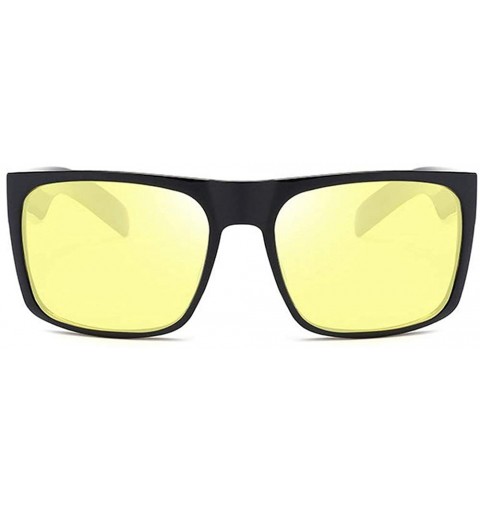 Square Nearsighted Night Vision Polarized Sunglasses Men yellow Lens anti-glare Vintage Oversized Myopia Glasses - C718XGLLKE...