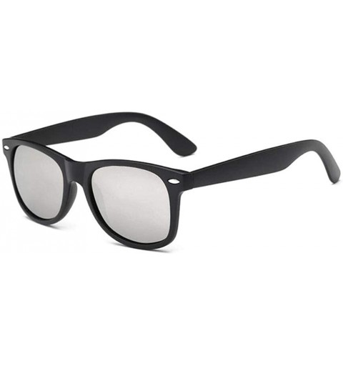 Square New Cat Eye Polarized Sunglasses Men Women Fashion Square Design Vintage Shades - Matt Black/Silver - CW1987LG7QS $9.30