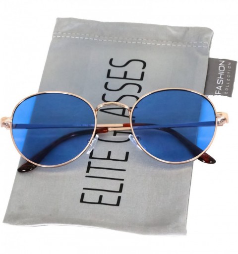 Round Small Round Vintage Retro Mirror Lenses Classic Sunglasses for Men and Women - Blue - CN18EXNG8SX $11.90