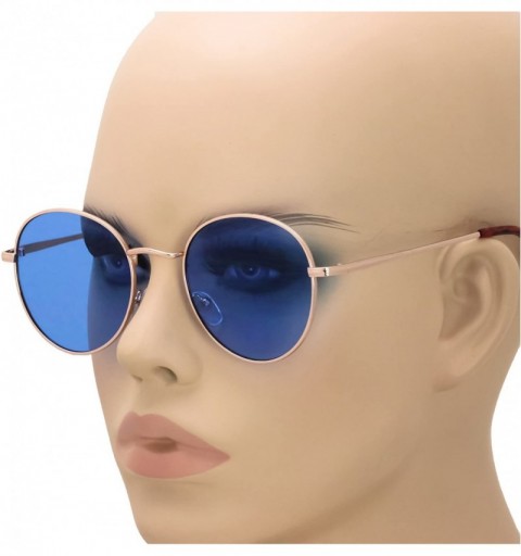 Round Small Round Vintage Retro Mirror Lenses Classic Sunglasses for Men and Women - Blue - CN18EXNG8SX $11.90