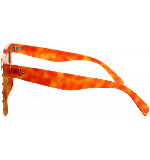 Square Gold Studded Sunglasses Womens Oversized Square Fashion Shades UV 400 - Orange Tortoise (Brown) - C818XX2AANI $12.24