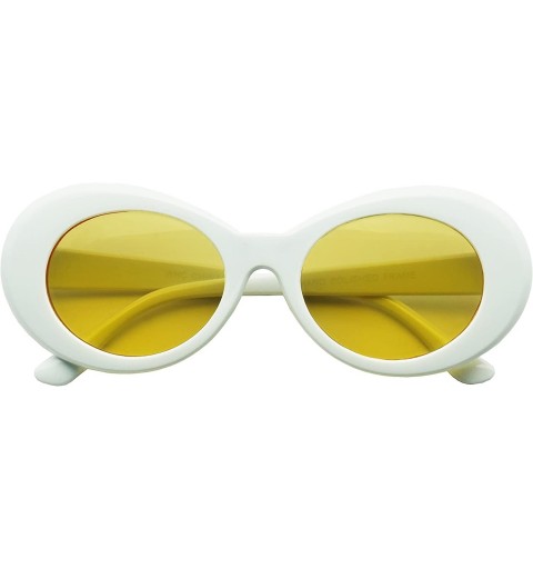 Oval 50's Vintage Oval Bold Nirvana Inspired Color Pantone Lens Sunglasses - White - Yellow - CT184W69Z9M $10.91