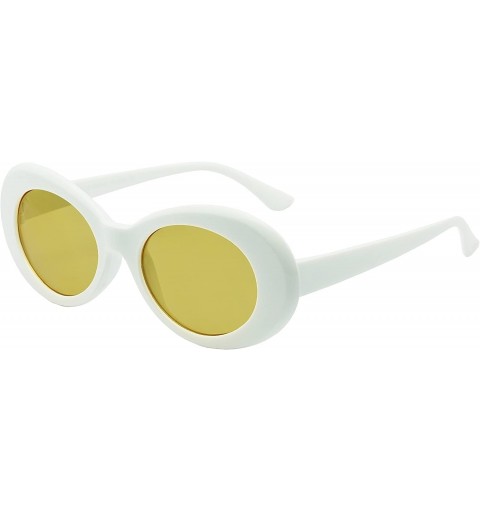 Oval 50's Vintage Oval Bold Nirvana Inspired Color Pantone Lens Sunglasses - White - Yellow - CT184W69Z9M $10.91