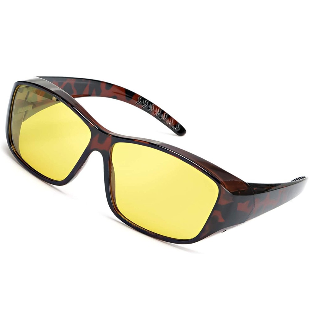 Aviator Glasses Prescription Polarized Driving - A4 Tortoise Wrap Around Night-vision Glasses - CD18AODNG3R $20.09