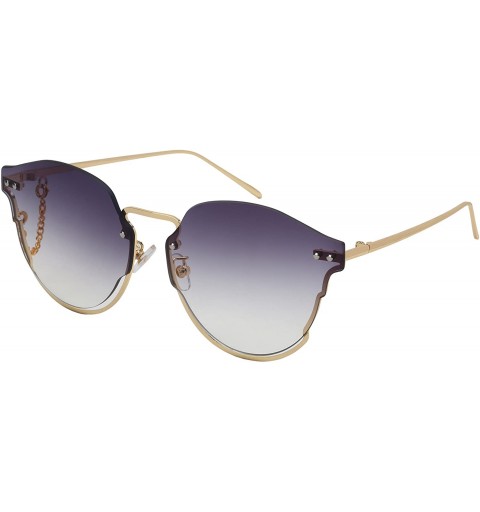 Oversized Oversized Metal Cat Eye Cutout Women Sunglass Flat Lens 3190-FLAP - Gold Frame/Grey Gradient Lens - CF18EQXLON0 $10.20